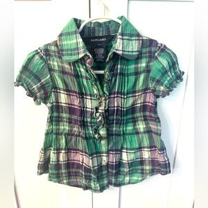 Ralph Lauren Kids Plaid Shirt in Green and Purple